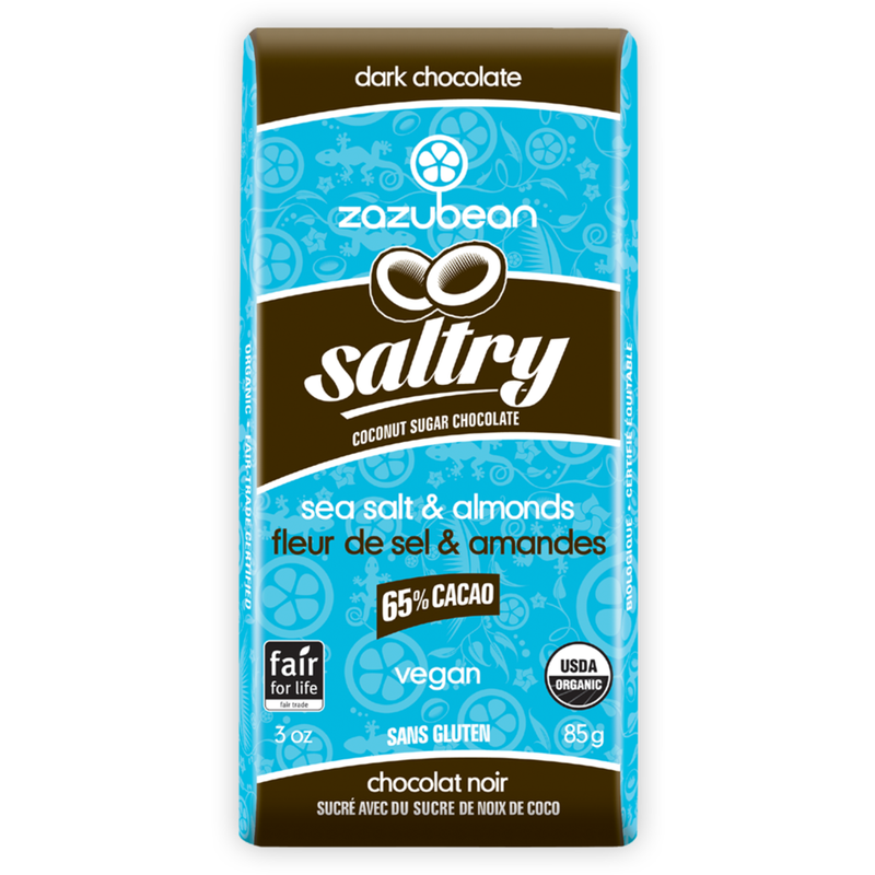 Saltry, 65% with Sea Salt & Almonds Chocolate Bar