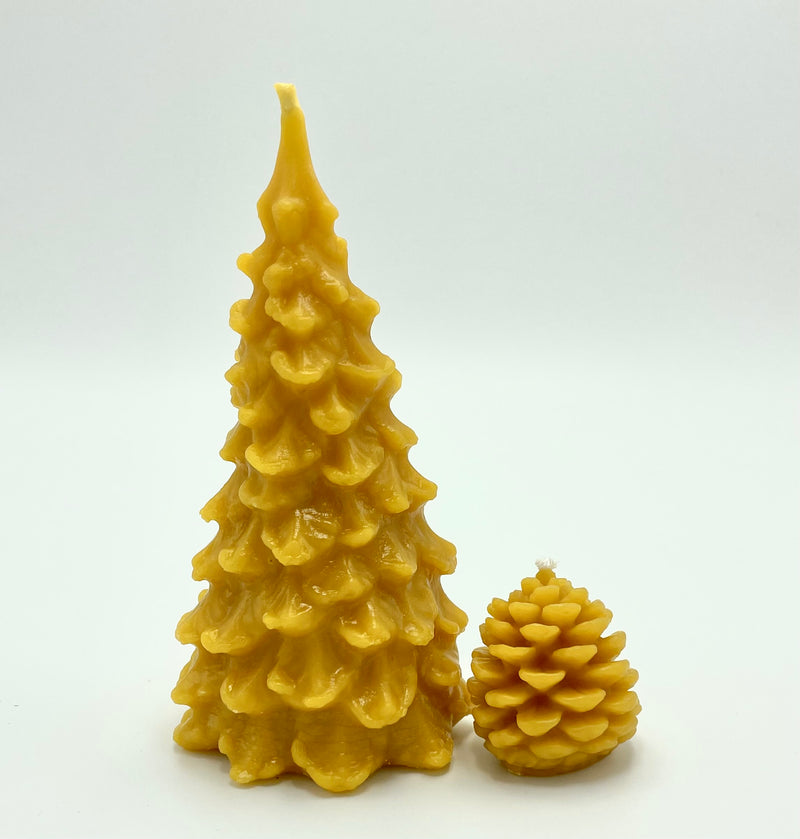 Large Evergreen Tree Beeswax Candle