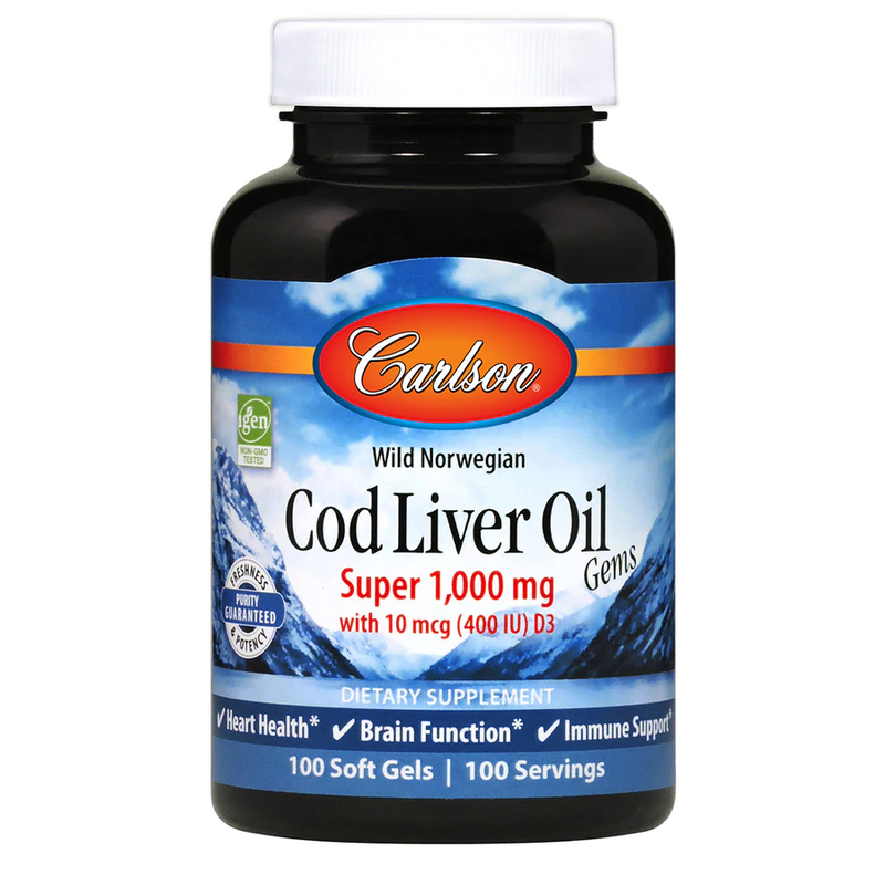 Cod Liver Oil 1000mg, 100 Softgels