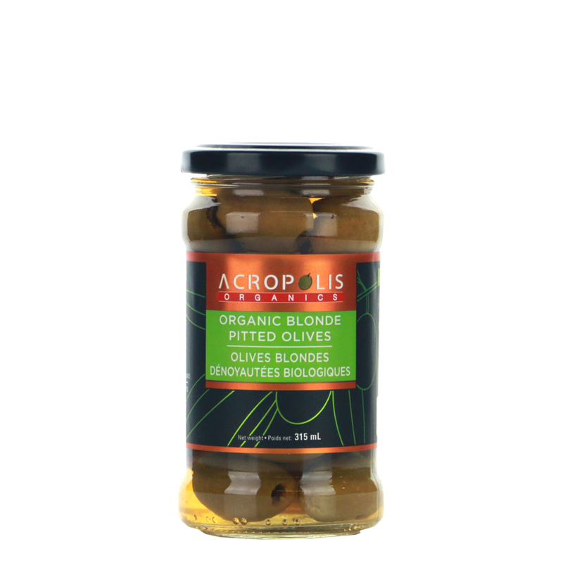 Organic Blonde Pitted Olives in Brine, 315mL