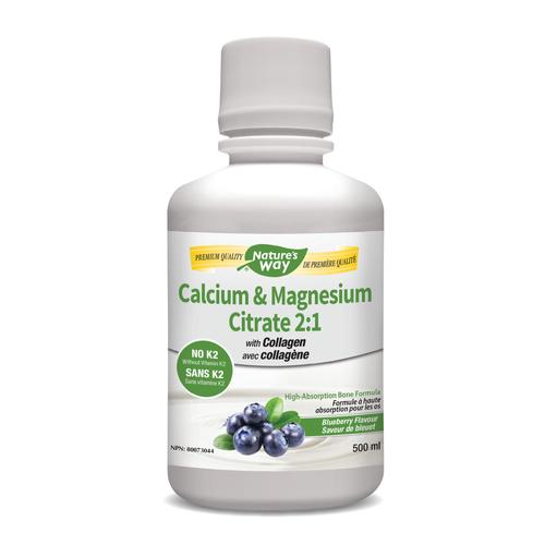 Calcium & Magnesium Citrate 2:1 no K2, Blueberry 500mL