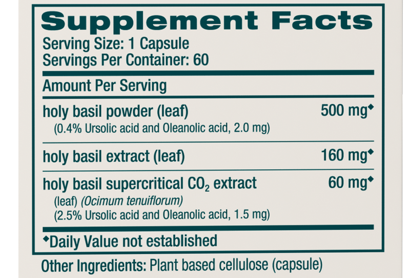 Holy Basil, 60 Capsules