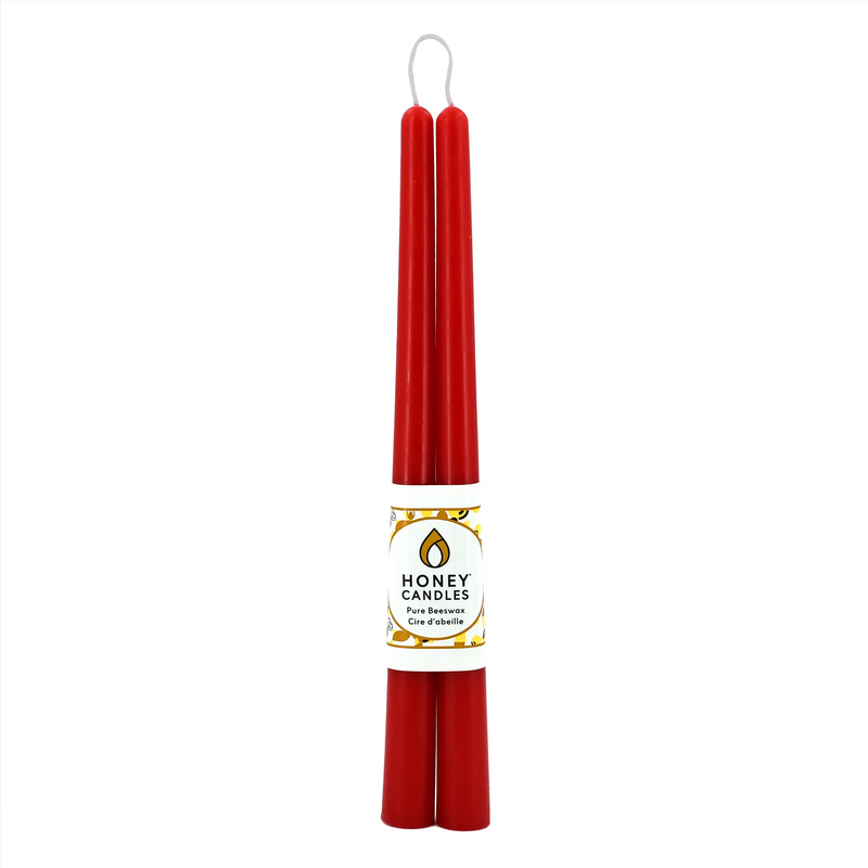 Beeswax 12" Taper Candle Pair, Red