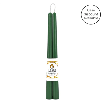 Beeswax 12" Taper Candle Pair, Forest Green