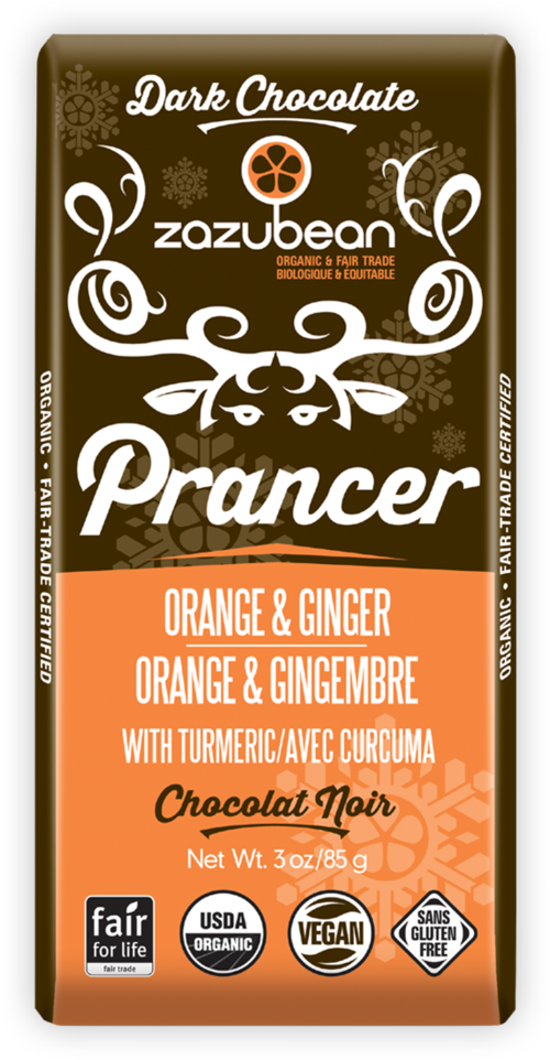 Prancer, 70% with Turmeric, Orange & Ginger Chocolate Bar