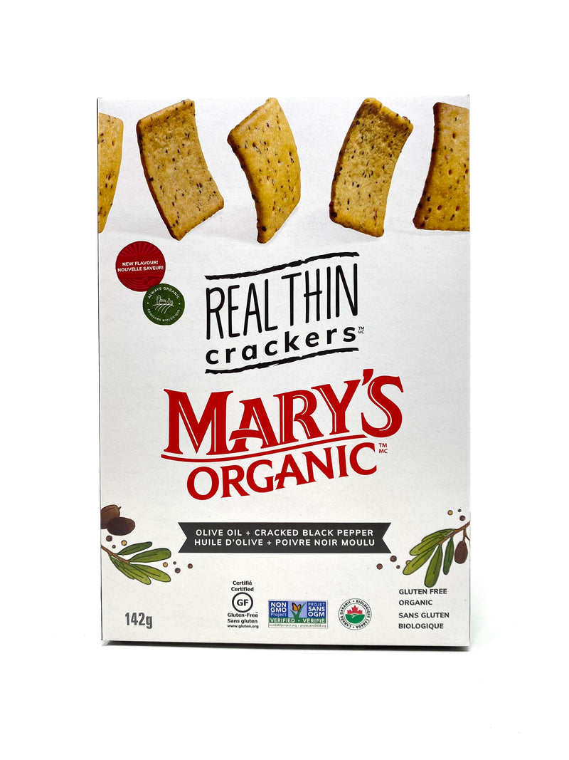 Real Thin Crackers, Olive Oil & Cracked Black Pepper 142g