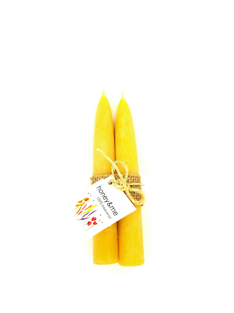 Beeswax Taper Candles, 6" Pair
