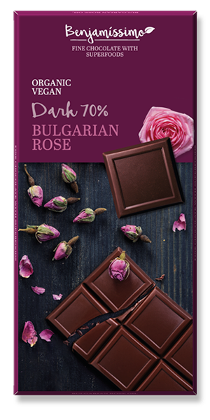 Dark 70% Bulgarian Rose Water Chocolate Bar