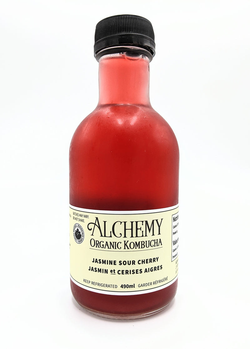 Organic Jasmine Sour Cherry Kombucha, 490mL