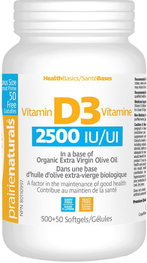Vitamin D3 2500IU, 500+50 Softgels