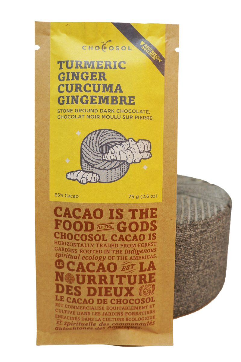 65% Turmeric Ginger Stone Ground Dark Chocolate Bar, 75g