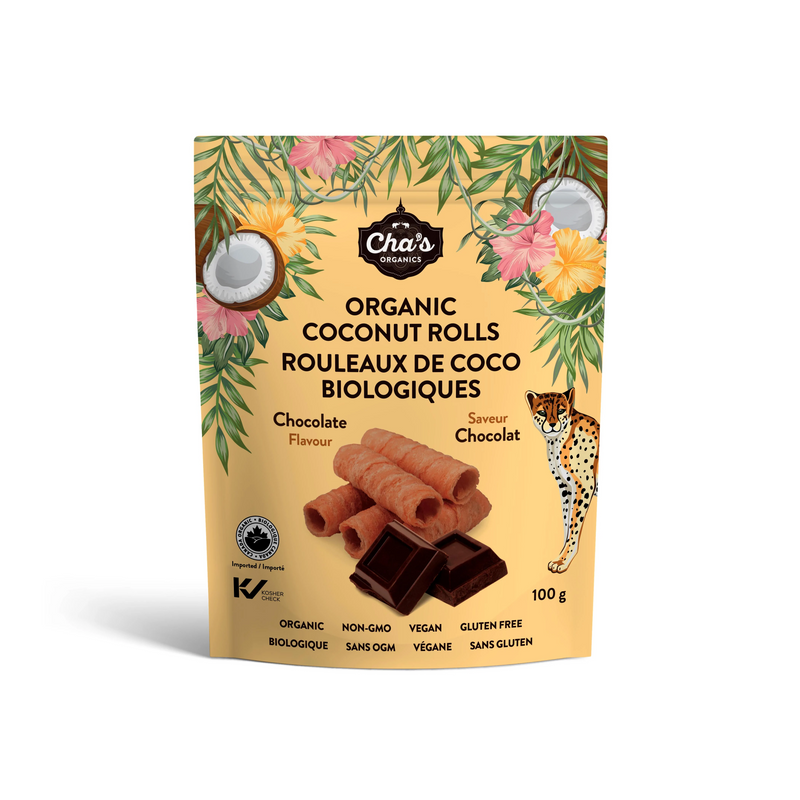 Organic Coconut Rolls, Chocolate 100g