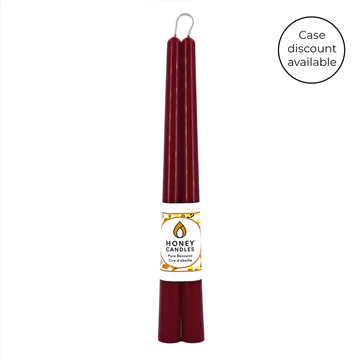 Beeswax 12" Taper Candle Pair, Burgundy