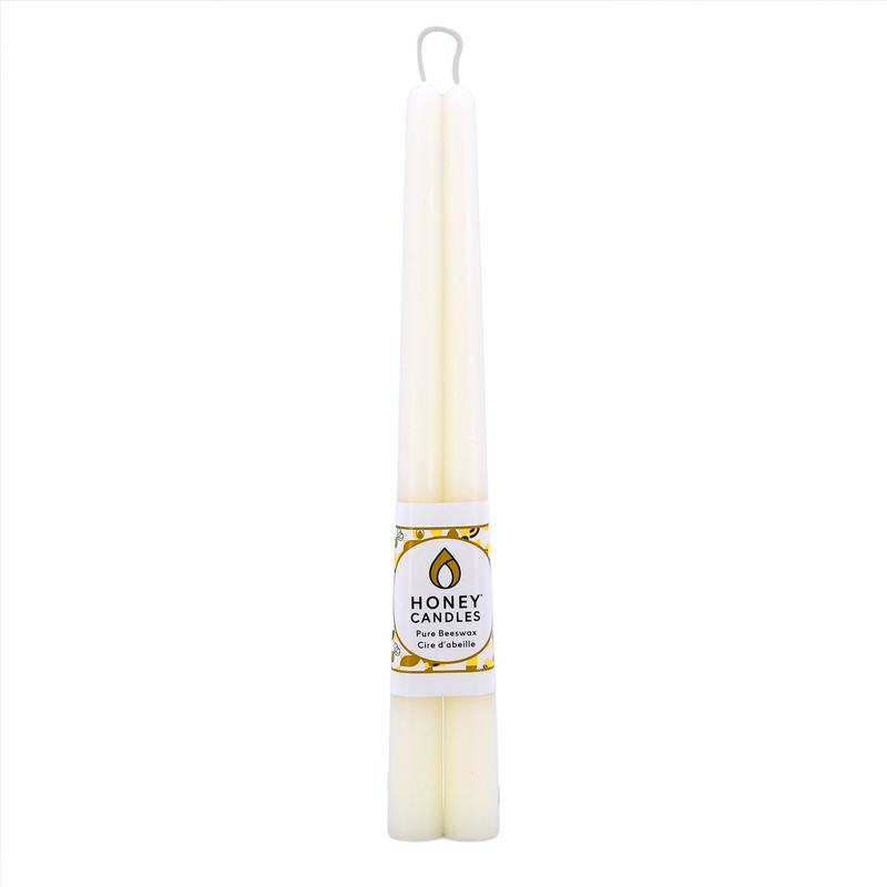 Beeswax 12" Taper Candle Pair, Pearl