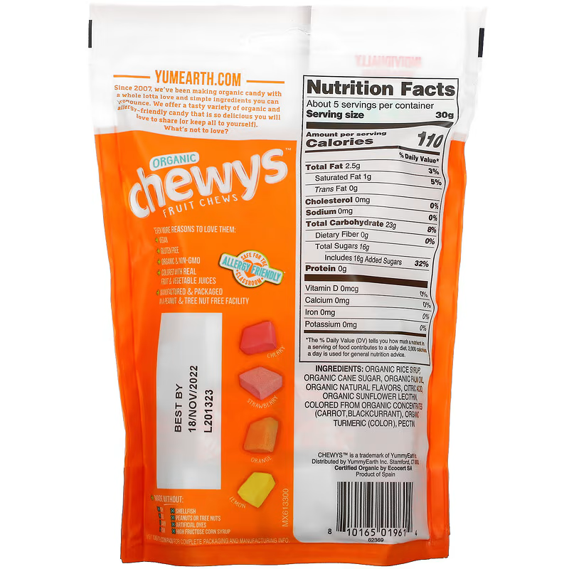 Organic Chewys Fruit Chews, 142g