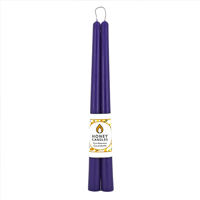 Beeswax 12" Taper Candle Pair, Violet