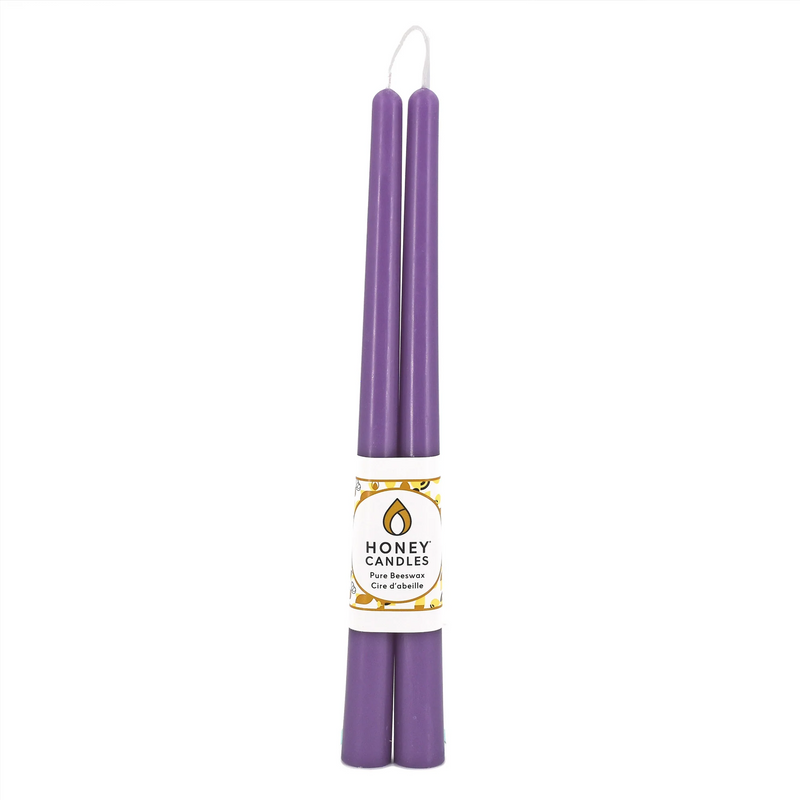 Beeswax 12" Taper Candle Pair, Spring Crocus