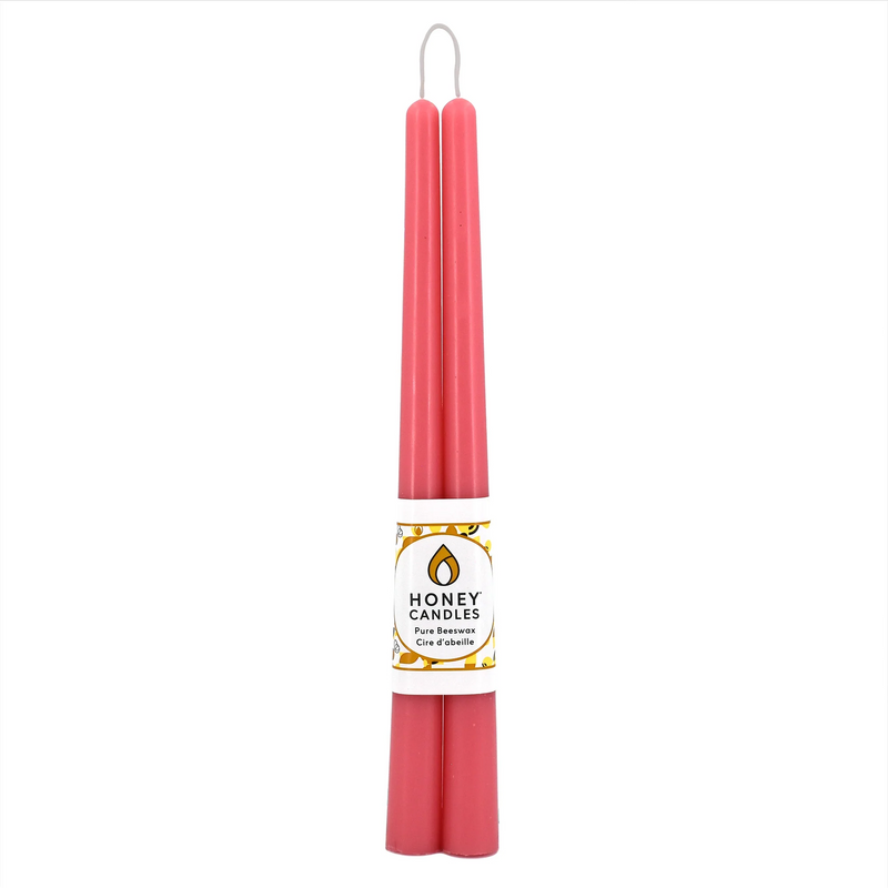 Beeswax 12" Taper Candle Pair, Paris Pink