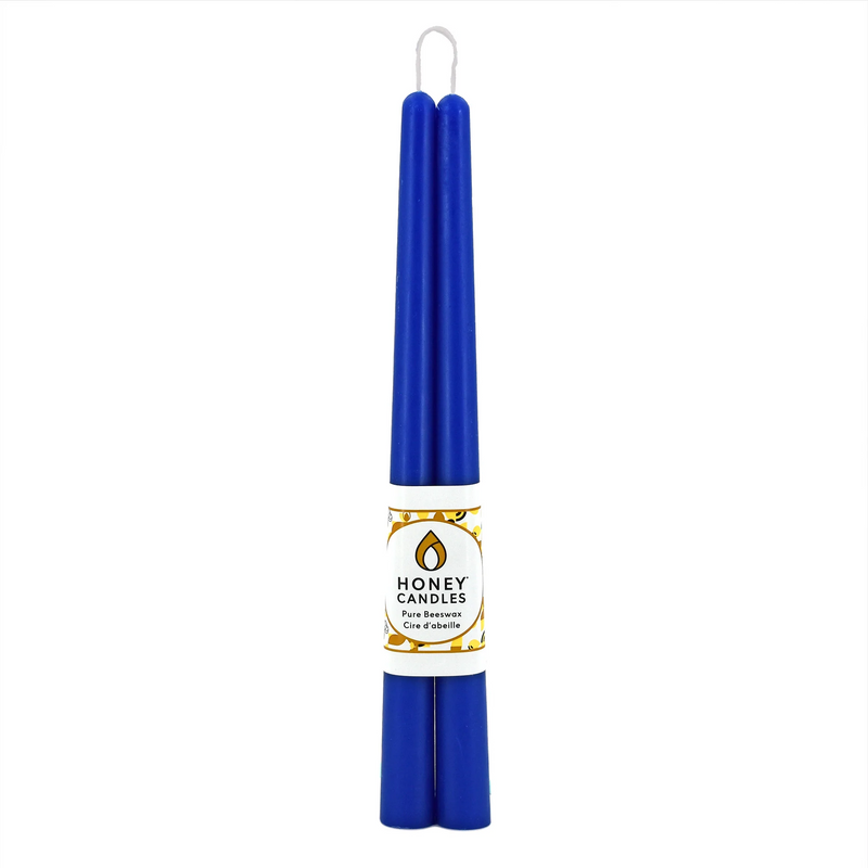 Beeswax 12" Taper Candle Pair, Blue