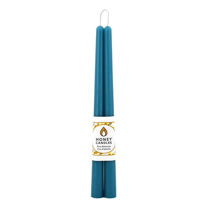 Beeswax 12" Taper Candle Pair, Glacier Teal