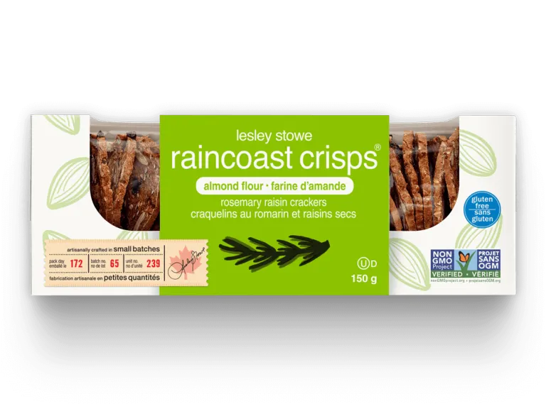 Almond Flour Raincoast Crisps, Rosemary Raisin 150g