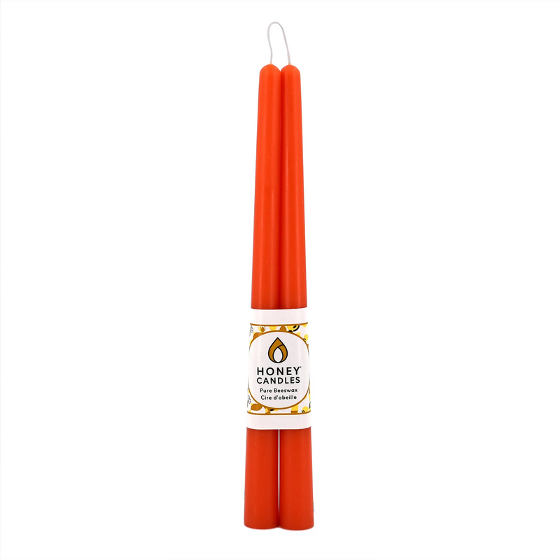 Beeswax 12" Taper Candle Pair, Tangerine