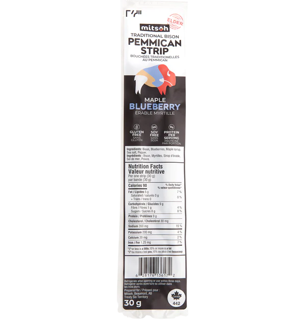 Traditional Bison Pemmican Strip, Maple Blueberry 23g
