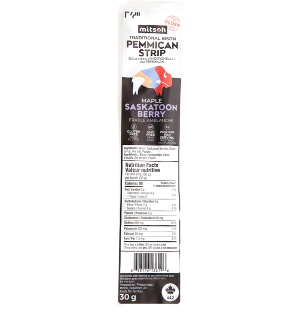 Traditional Bison Pemmican Strip, Maple Saskatoon Berry 23g