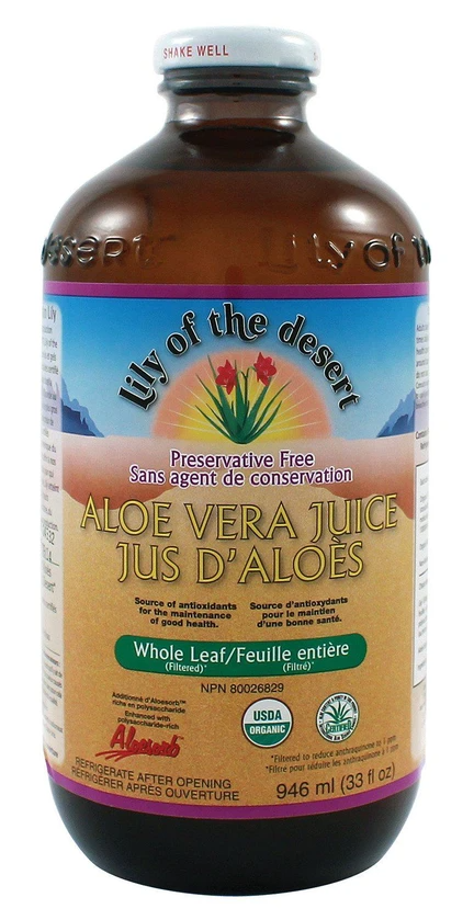 Aloe Vera Juice, Whole Leaf Preservative Free 946mL