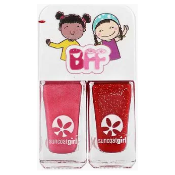 Kids Nail Polish BFF Duos, Beauties Pink & Red Shimmer 2pk