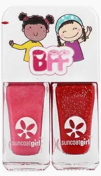 Kids Nail Polish BFF Duos, Beauties Pink & Red Shimmer 2pk