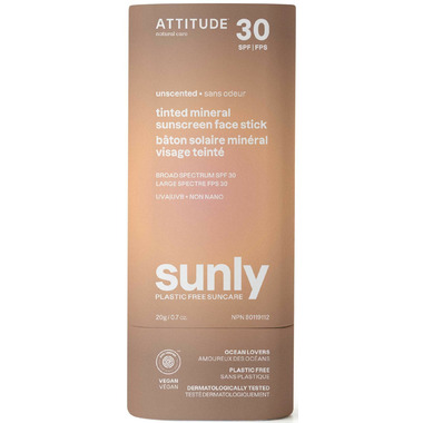 Sunly Tinted Mineral Sunscreen Face Stick, Unscented SPF 30 20g