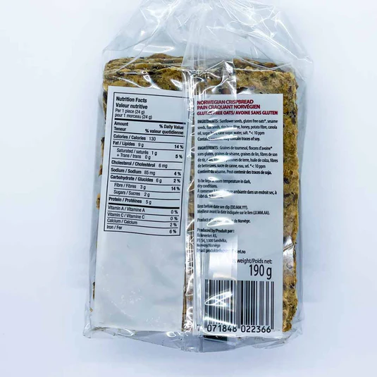 Gluten Free Norwegian Crispbread, Oats 190g