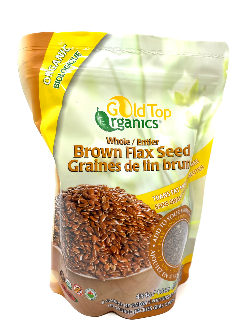 Organic Whole Brown Flax Seeds, 454g