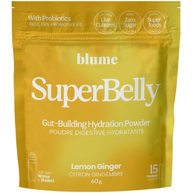 SuperBelly Gut-Building Hydration Powder, Lemon Ginger 15 Pack