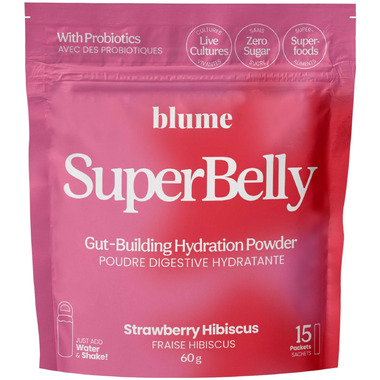 SuperBelly Gut-Building Hydration Powder, Strawberry Hibiscus 15 Pack