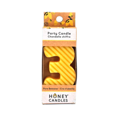 Beeswax Party Candle, Number 3