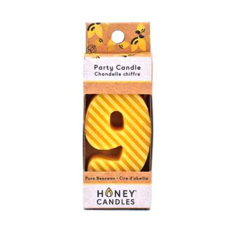 Beeswax Party Candle, Number 9