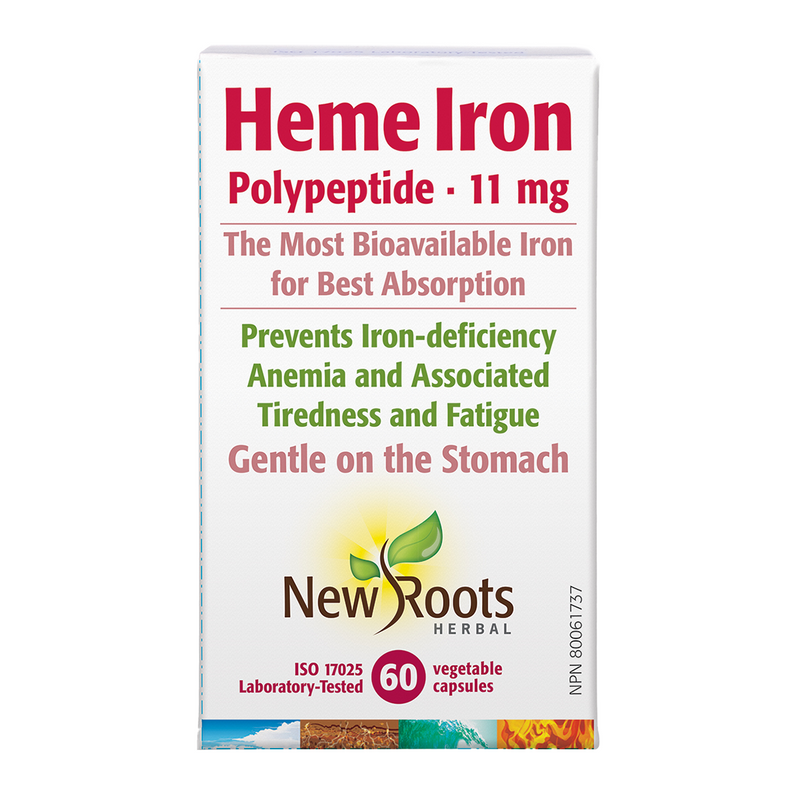 Heme iron (Bovine) Polypeptide 11mg, 60 Capsules