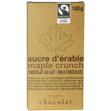 Maple Crunch Belgian Milk Chocolate Bar 100g