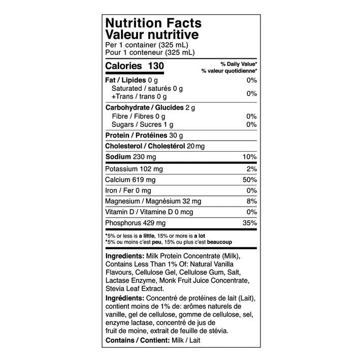 Clean Healthy Protein Drink, Vanilla Milkshake 325mL