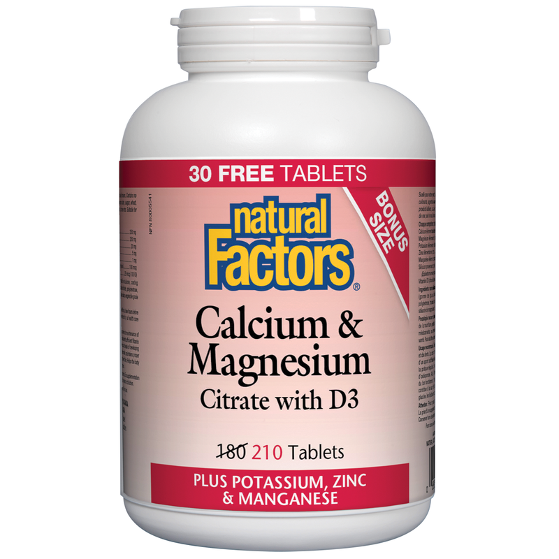 Calcium & Magnesium Citrate with D3, 180+30 Tablets