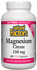 Magnesium Citrate 150mg, 180+30 Capsules