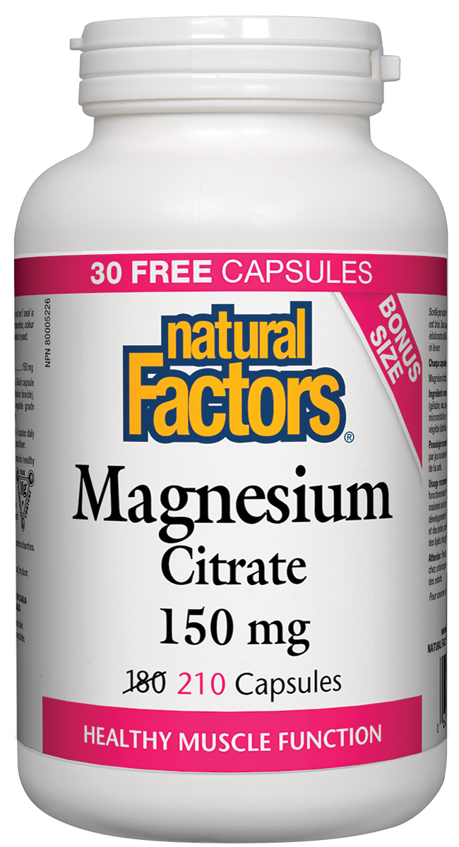 Magnesium Citrate 150mg, 180+30 Capsules