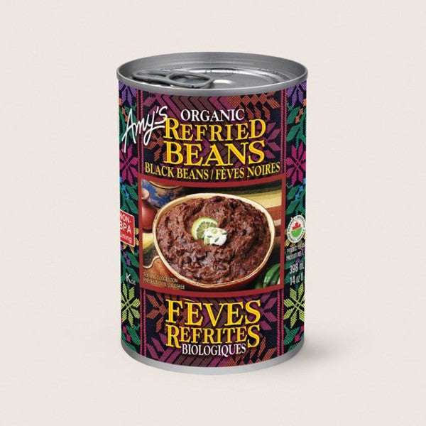 Organic Refried Black Beans, 398mL