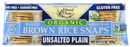 Organic Unsalted Plain Baked Brown Rice Snaps, 100g