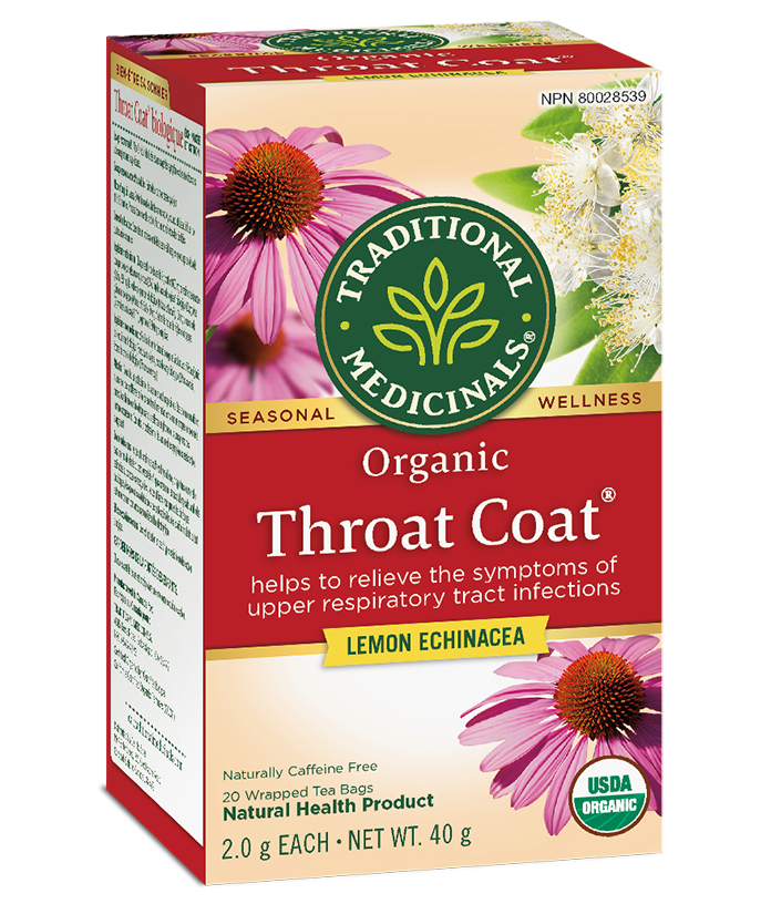 Organic Lemon Echinacea Throat Coat Tea, 16 Tea Bags