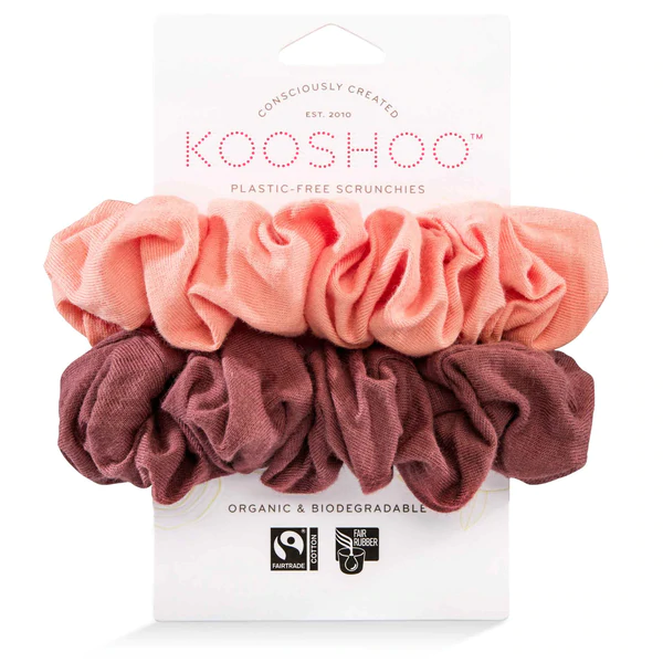 Plastic Free Organic Cotton Scrunchies - Coral Rose