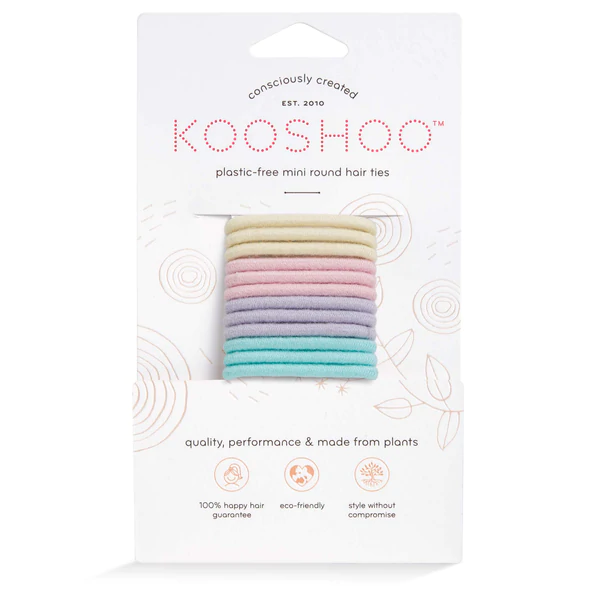 Plastic-Free Mini Round Hair Ties, Pastel Blooms 12 Pack