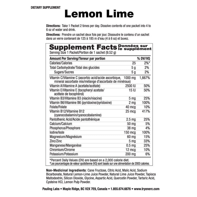 Vitamin C Drink Mix, Lemon Lime 30 pack